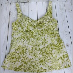 Lands End Floral‎ Tankini Swim Top Green Size 8 0191